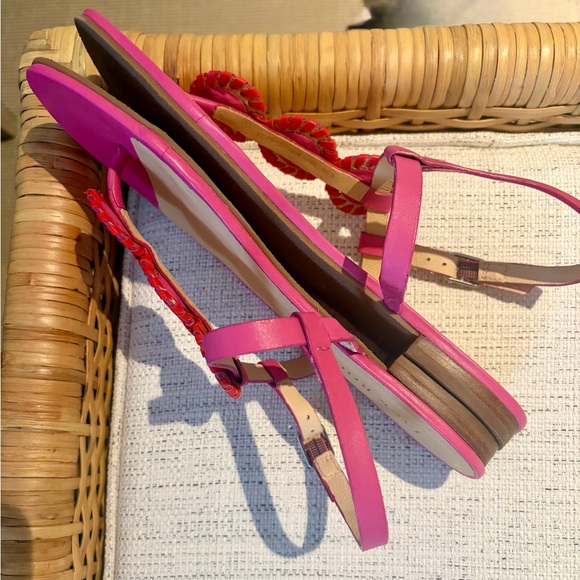 Jack Rogers Whip Stitch Medallion Sandals Pink Red Size 9.5 M EUC - Picture 6 of 10